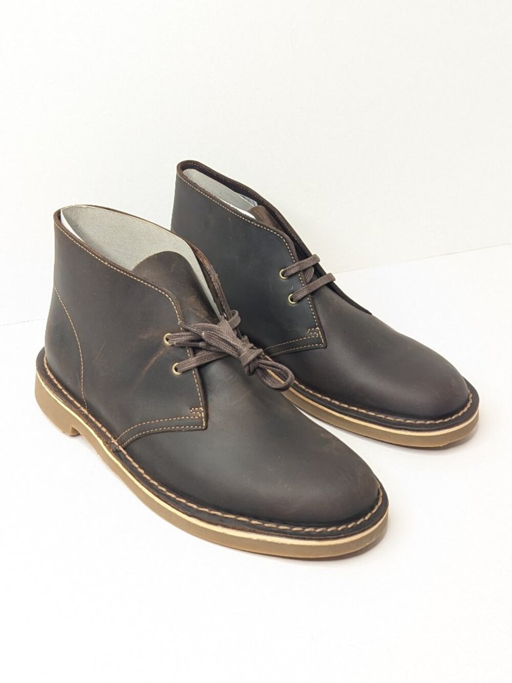 Clarks Shepton Chukka Boots Brown Waxed Leather Men's 9